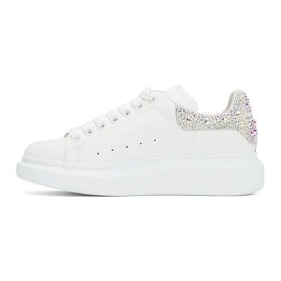 Shop Alexander Mcqueen White Crystal Oversized Sneakers In 9069 White/white