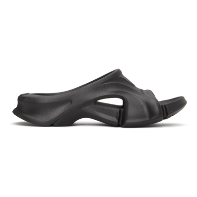 Shop Balenciaga Black Rubber Mold Slide Sandals In 1000 Black