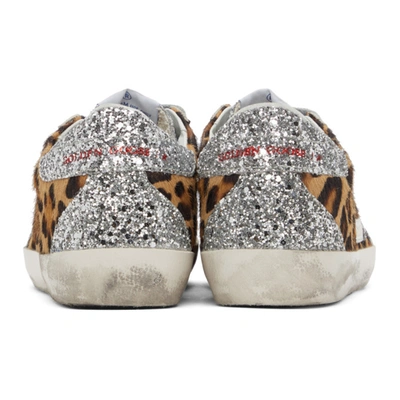 Shop Golden Goose Silver Leopard Super-star Sneakers