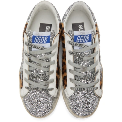 Shop Golden Goose Silver Leopard Super-star Sneakers