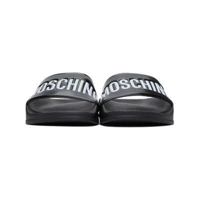 Shop Moschino Black Logo Slides In 000 Nero