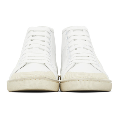 Shop Saint Laurent White & Yellow Sl 39 Mid-top Sneakers In 9034 Whit/canary Yel