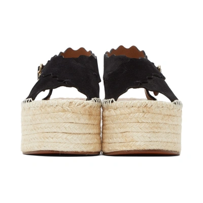 Shop Chloé Black Suede Lauren Espadrilles Platform Sandals In 001 Black