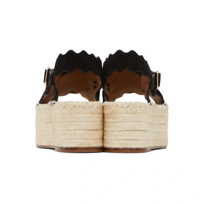 Shop Chloé Black Suede Lauren Espadrilles Platform Sandals In 001 Black