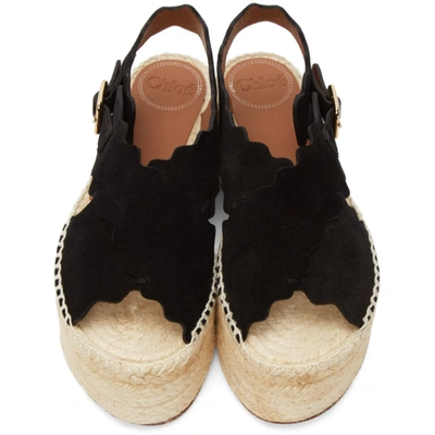 Shop Chloé Black Suede Lauren Espadrilles Platform Sandals In 001 Black