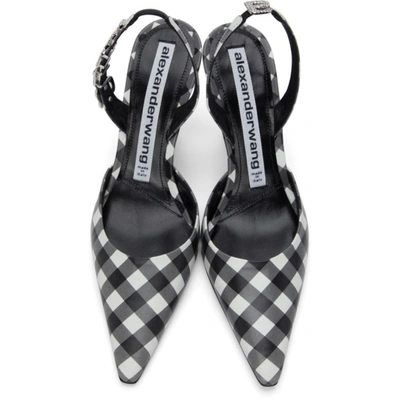 Shop Alexander Wang Black & White Gingham Grace Slingback Heel In 001 Black