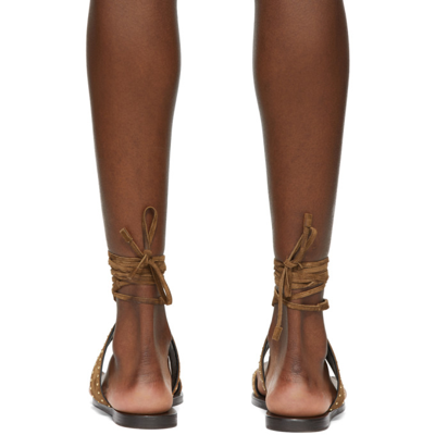 Shop Saint Laurent Brown Gia Wrap Sandals In 2330 Land