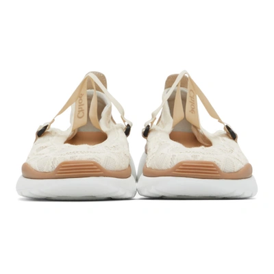 Shop Chloé Off-white Lace Sonnie Ballet Sneakers In 6j1 Mldbge