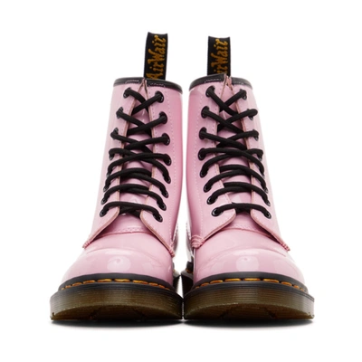 Shop Dr. Martens' Pink Patent 1460 Lace-up Boots In Pale Pink