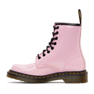 Shop Dr. Martens' Pink Patent 1460 Lace-up Boots In Pale Pink