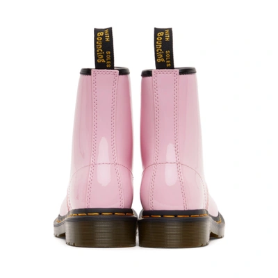 Shop Dr. Martens' Pink Patent 1460 Lace-up Boots In Pale Pink