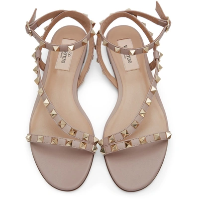 Shop Valentino Pink Rockstud Swirl Sandals In P45 Poudre