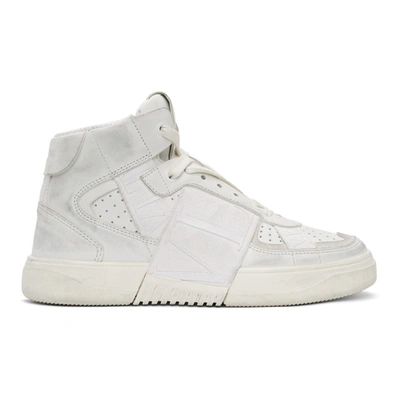 Shop Valentino White Vl7n High-top Sneakers In 10k White/white