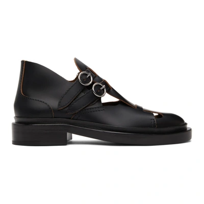 Shop Jil Sander Black Leather Antick Loafers In 001 Black