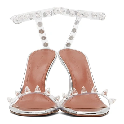 Shop Amina Muaddi Transparent Julia Heeled Sandals