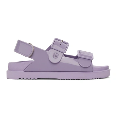 Shop Gucci Purple Mini Gg Flat Sandals In 5306 Lapis