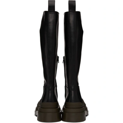 Shop Bottega Veneta Black & Green Tire Tall Boots In 1291 Black Cp Cp