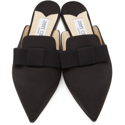 Shop Jimmy Choo Ssense Exclusive Black Satin Galaxy Mule Slippers