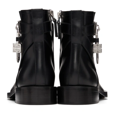 Shop Givenchy Black Flat Padlock Boots In 001 Black