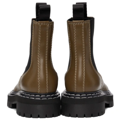 Shop Proenza Schouler Khaki Leather Lug Sole Chelsea Boots In 14042 Oak