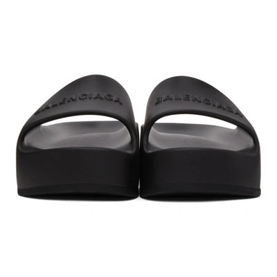 Balenciaga Womens Black Mono Platform Rubber Pool Slides 5 In 1000 Black