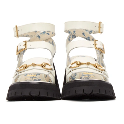 Shop Gucci White Horsebit Platform Sandals In 9050 Dustwhite