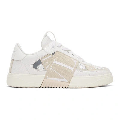 Shop Valentino White & Beige Vl7n Sneakers In Nm0 White/natural