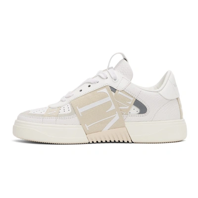 Shop Valentino White & Beige Vl7n Sneakers In Nm0 White/natural