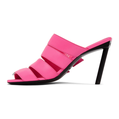 Shop Balenciaga Pink Buckle Heeled Sandals In 5381 Pk/sil