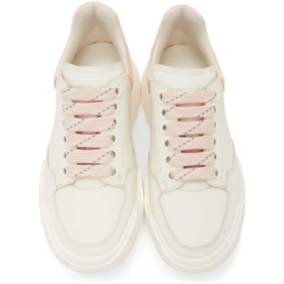 Shop Alexander Mcqueen White & Pink Court Trainer Sneakers In 9318 Bone/tearose/ca