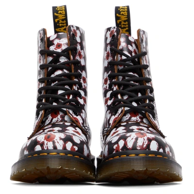 Shop Dr. Martens' Black & Red Floral 1460 Pascal Boots In Black/red