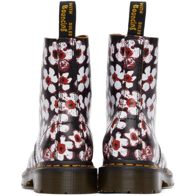 Shop Dr. Martens' Black & Red Floral 1460 Pascal Boots In Black/red