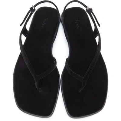 Shop The Row Black Constance Flat Sandals In Blk Black