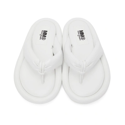 Shop Mm6 Maison Margiela White Faux-leather Padded Sandals In T1003 White