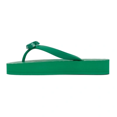Shop Gucci Green Gg Chevron Sandals In 3727 New Shamarock