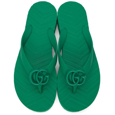 Shop Gucci Green Gg Chevron Sandals In 3727 New Shamarock