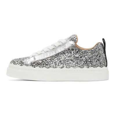 Shop Chloé Silver Glitter Lauren Sneakers In 094 Silgry