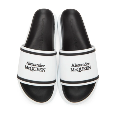 Shop Alexander Mcqueen White & Black Oversized Hybrid Slides In 9061 White