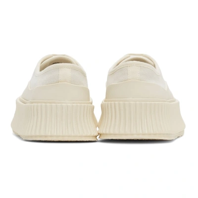 Shop Jil Sander Off-white Canvas Platform Sneakers In 105 Off White