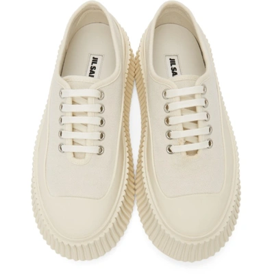 Shop Jil Sander Off-white Canvas Platform Sneakers In 105 Off White