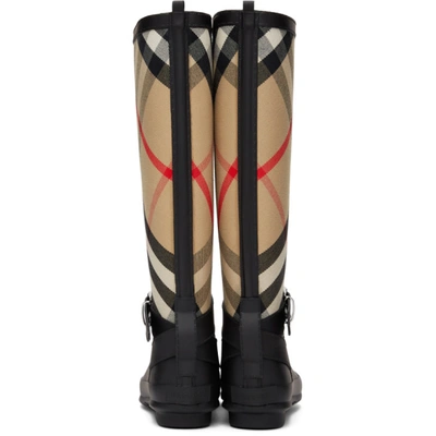 Shop Burberry Black Vintage Check Simeon Rain Boot In Black/archive Beige