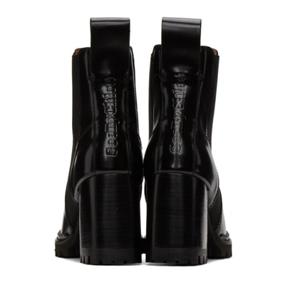 Shop See By Chloé Black Leather Mallory Heeled Boots In 999 Black