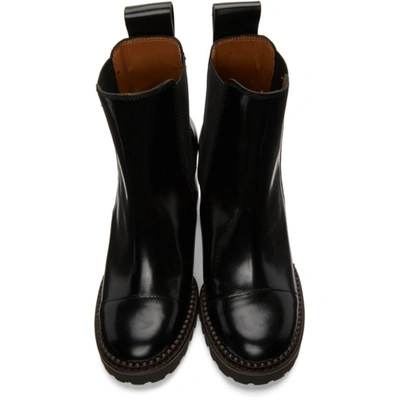 Shop See By Chloé Black Leather Mallory Heeled Boots In 999 Black