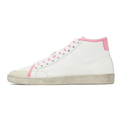 Shop Saint Laurent White & Pink Court Classic Sl/39 Mid Sneakers In 9052 White/ivresse