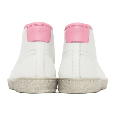 Shop Saint Laurent White & Pink Court Classic Sl/39 Mid Sneakers In 9052 White/ivresse