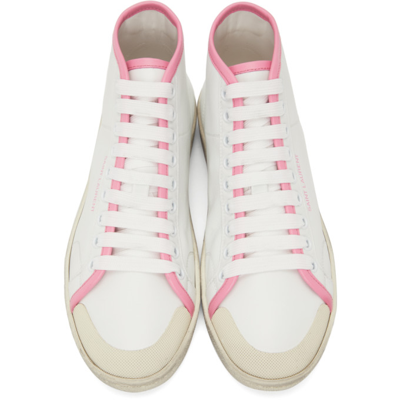 Shop Saint Laurent White & Pink Court Classic Sl/39 Mid Sneakers In 9052 White/ivresse