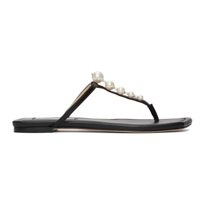 Shop Jimmy Choo Black Alaina Flat Sandals In Black/white