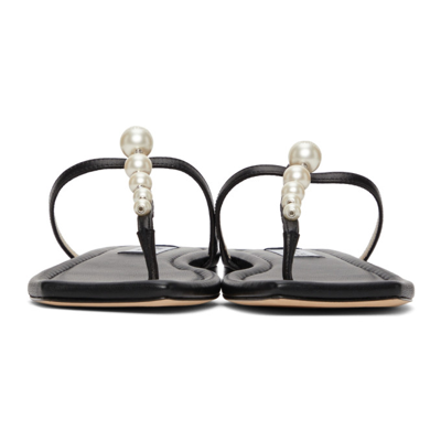 Shop Jimmy Choo Black Alaina Flat Sandals In Black/white