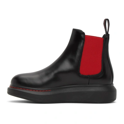 Shop Alexander Mcqueen Black & Red Contrast Sole Hybrid Chelsea Boots In 1066 Black/red