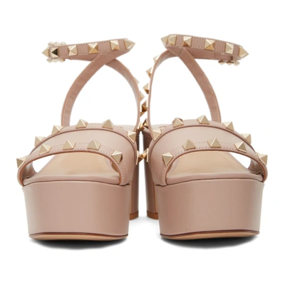 Shop Valentino Pink Rockstud Platform Sandals In P45 Poudre